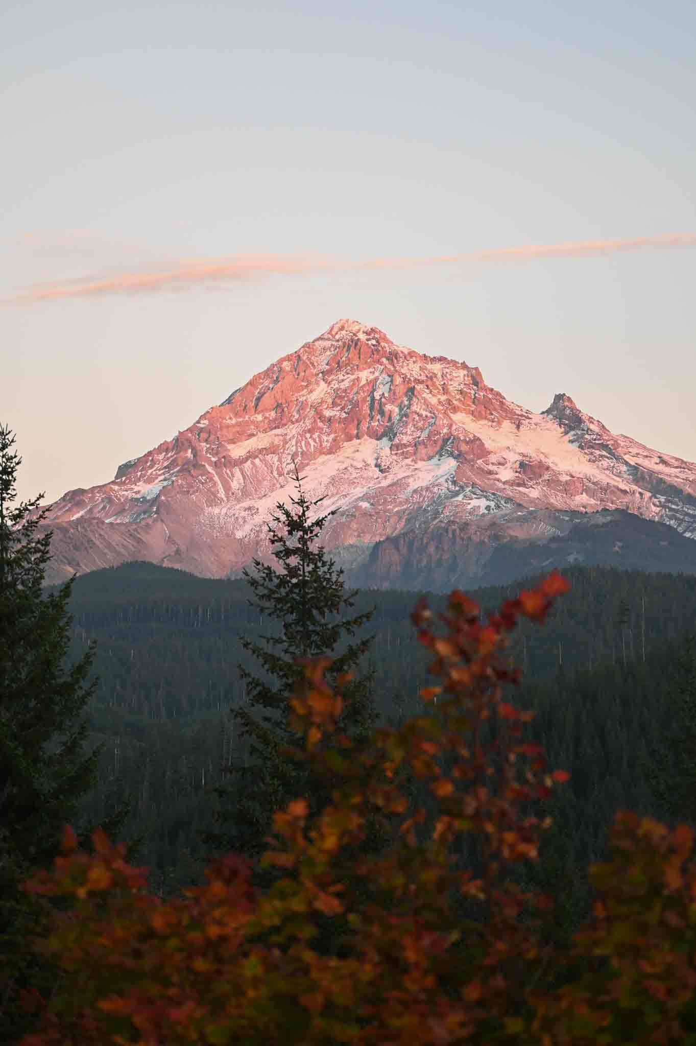 Mt. Hood at sunset. Travel photographer sharing what's in my camera bag 2024