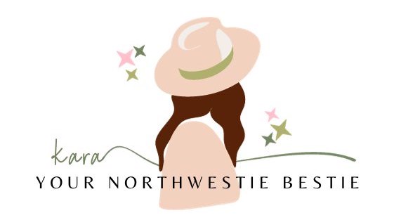 Your Northwestie Bestie logo featuring a graphic of a woman wearing a boho wool hat and stars