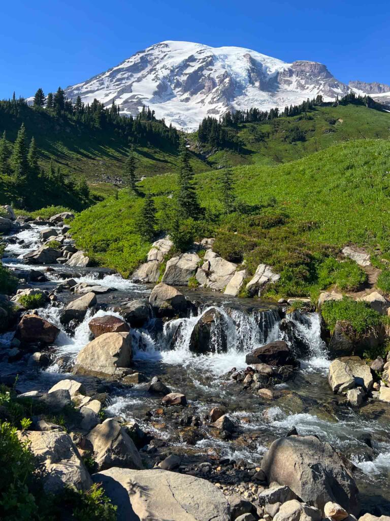 Myrtle Falls, waterfalls at Mount Rainier National Park, easy hikes near Seattle